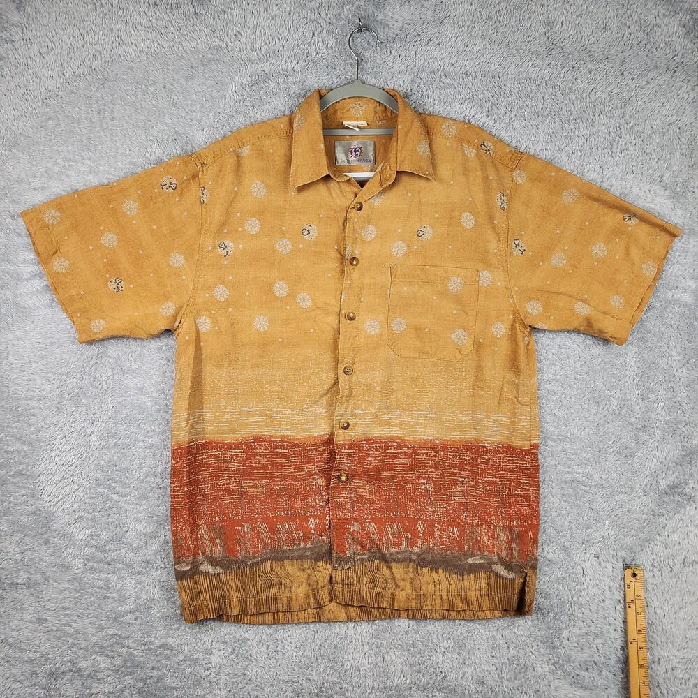 Vintage The Territory Ahead Shirt Mens Large Yellow Floral Hawaiian AOP Graphic
